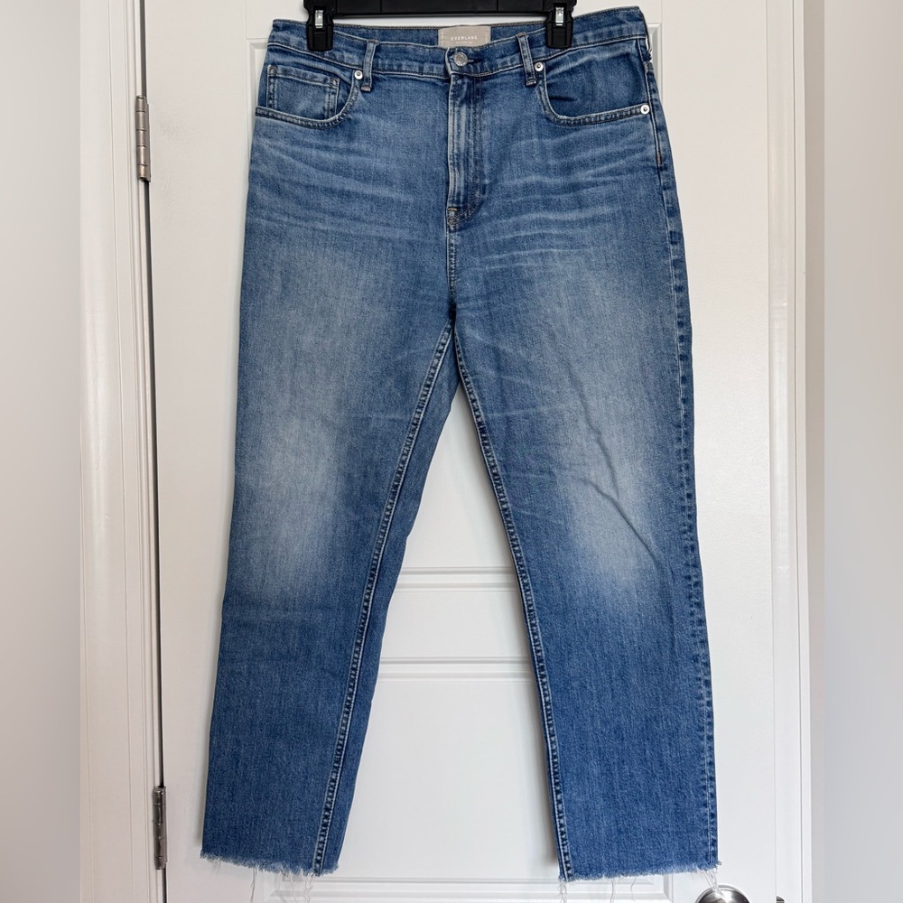 Everlane Cheeky Jean Crop Size 31 High Rise Raw Hem Straight Leg Denim